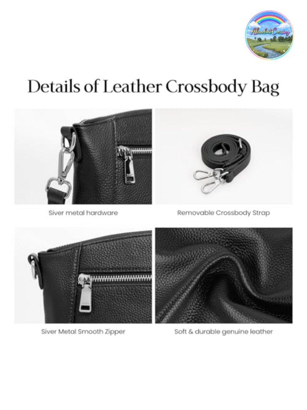 Genuine Leather Anti-Theft Small Crossbody Bag RFID Travel Purse - Picture 5 of 6